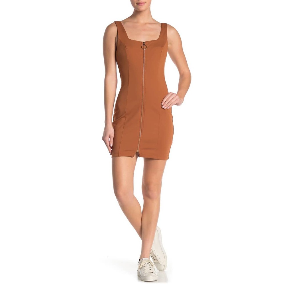 BAILEY BLUE Square Neck Zip Front Ponte Dress